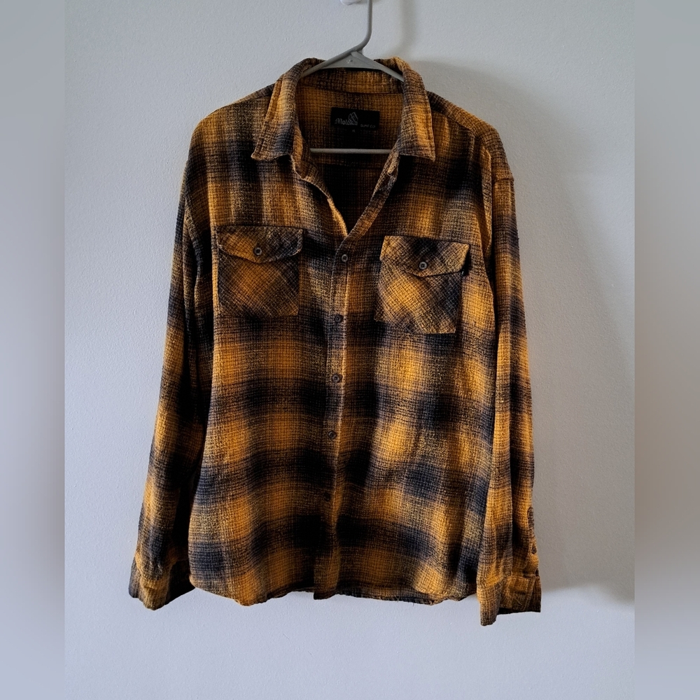 Molokai Surf Co Shirt Men's XL Plaid Long Sleeve Button Up